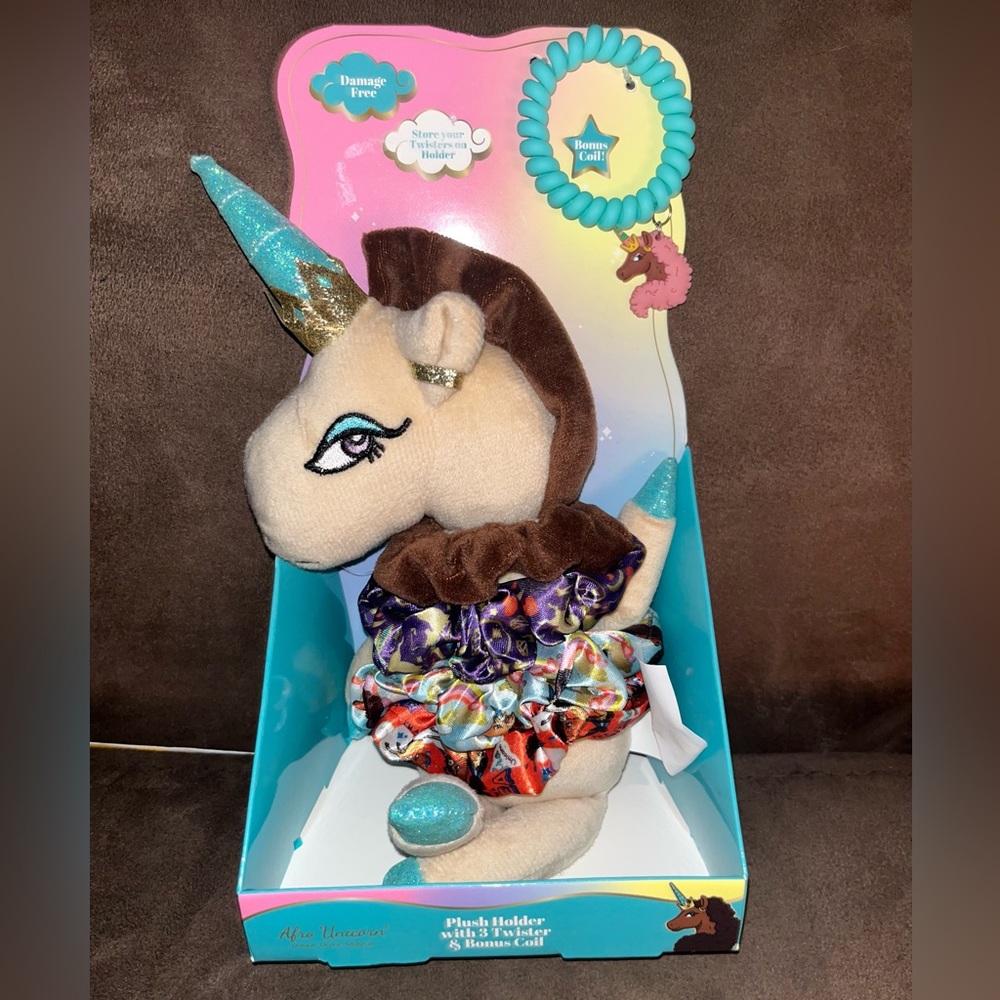 Afro unicorn plush twister holder